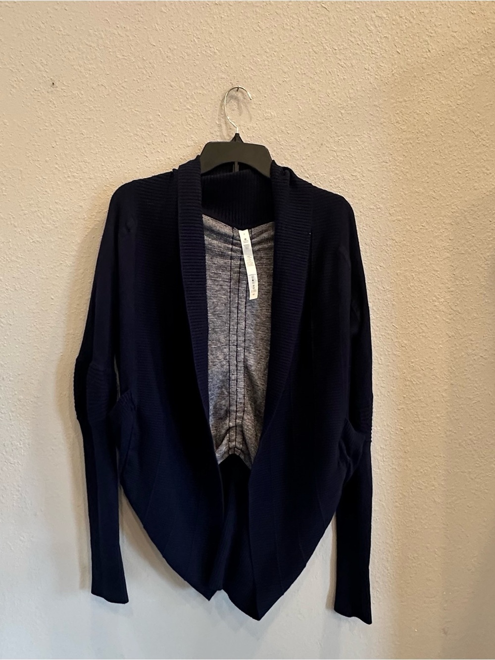 Lululemon Size 6 Cashmere Blend Open Front Cocoon Cardigan Navy